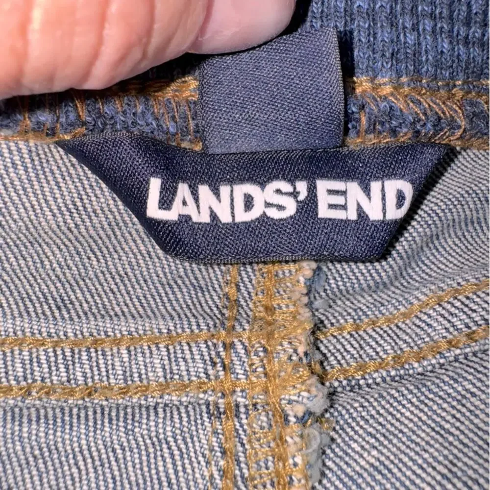 NWT Boys Lands’ End Iron Knee Stretch Pull-on Denim Jeans size Large 14-16